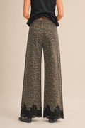 Karley Leopard Print Lace Denim Pants