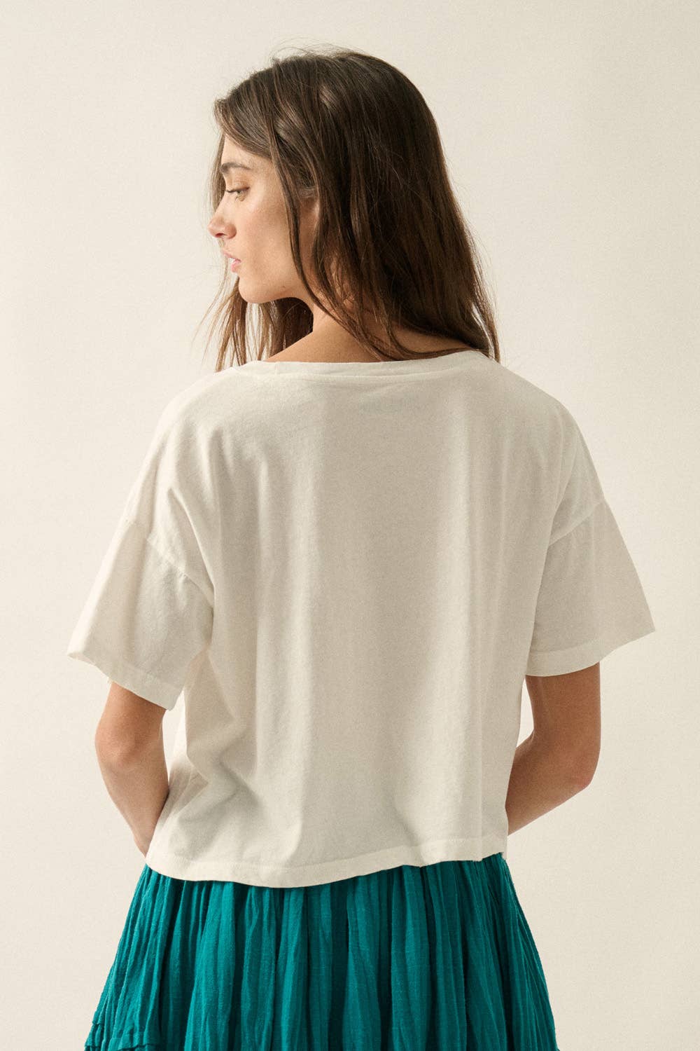 Cowgirl Garment-Washed Cropped Graphic Tee