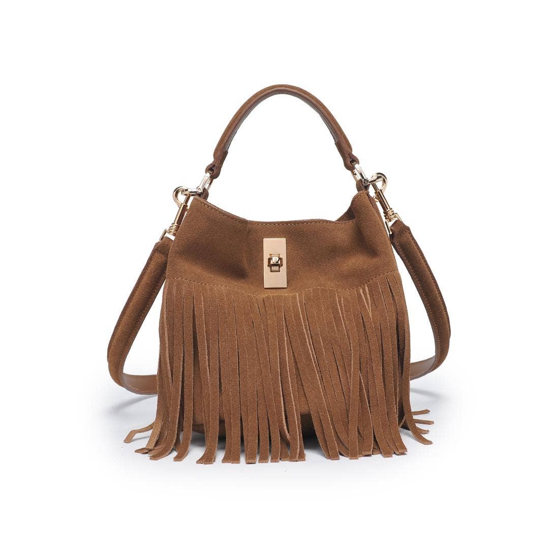 Aly Fringe Suede Crossbody: Hazelnut