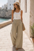 Heather Relaxed Drawstring Wide Leg Pants