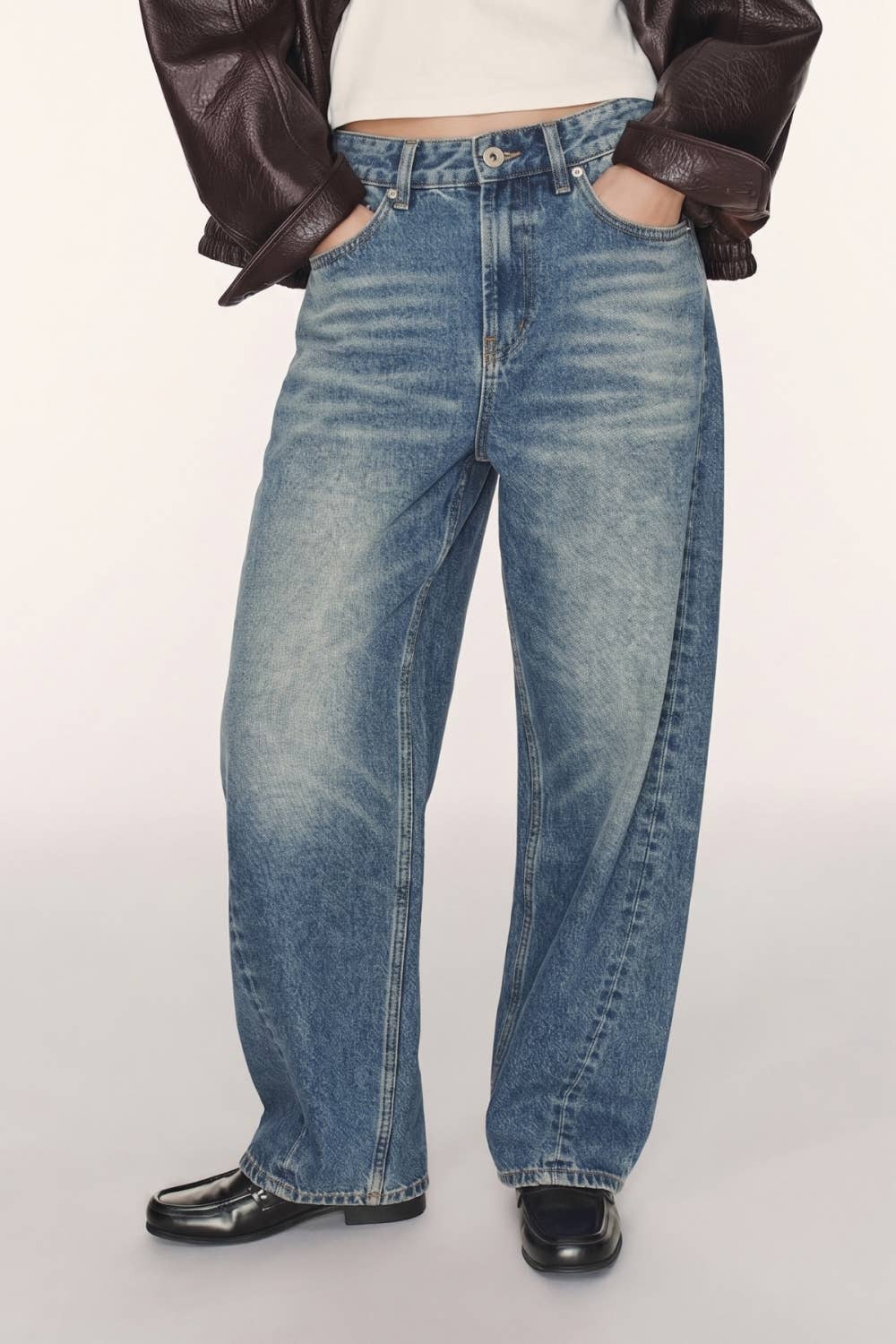Heather Baggy Barrel Jeans