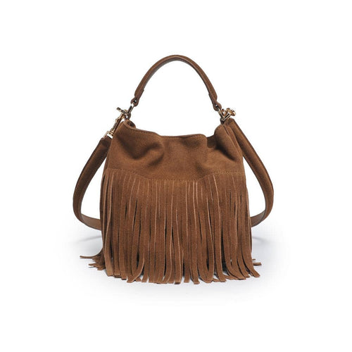 Aly Fringe Suede Crossbody: Hazelnut