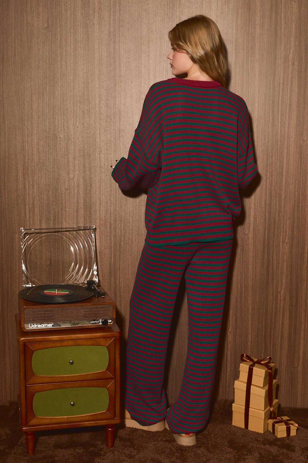 Holly Striped Knit Sweater and Wide Leg Pant Set