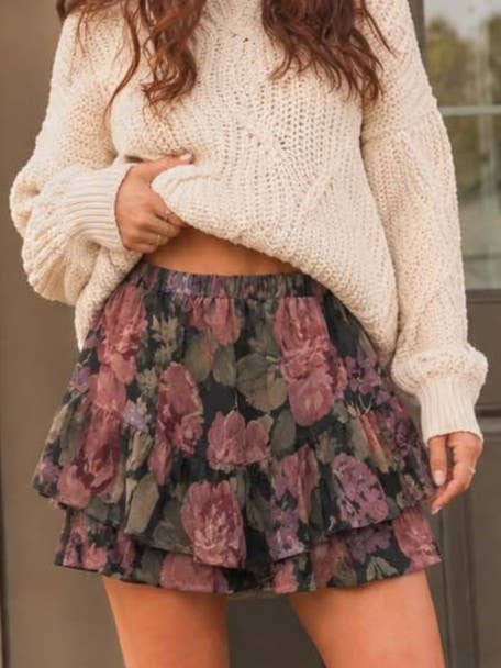 Gracie Floral Tiered Ruffle Skort