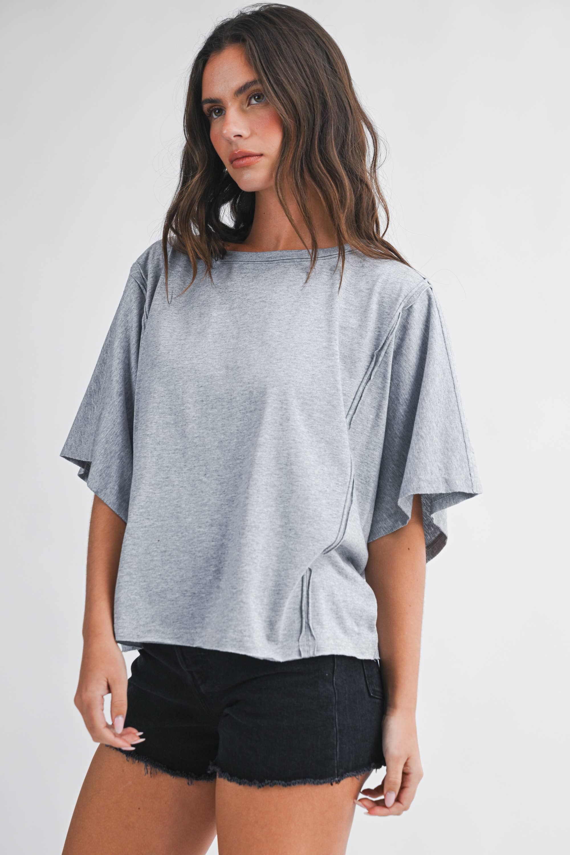 Bella Oversized Grey Top