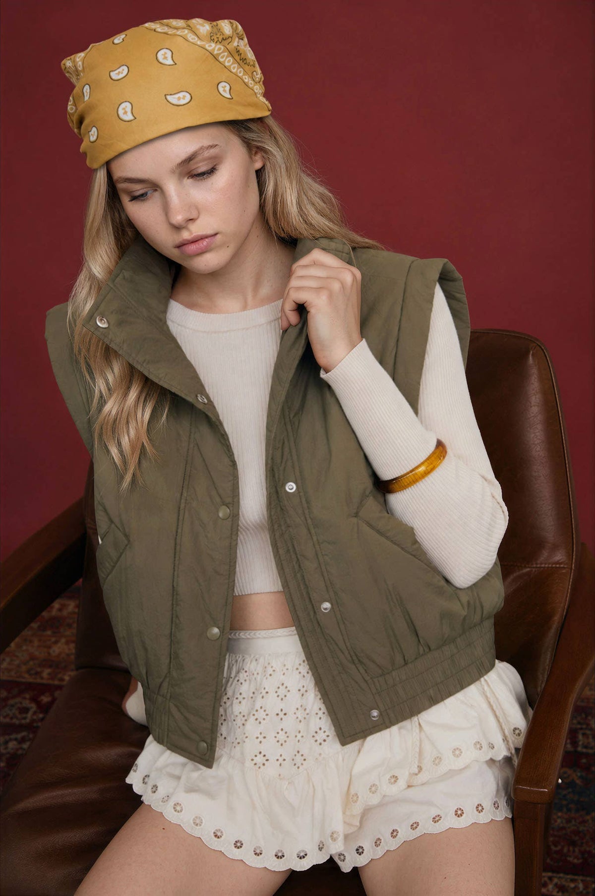 Danielle Olive Puffer Vest