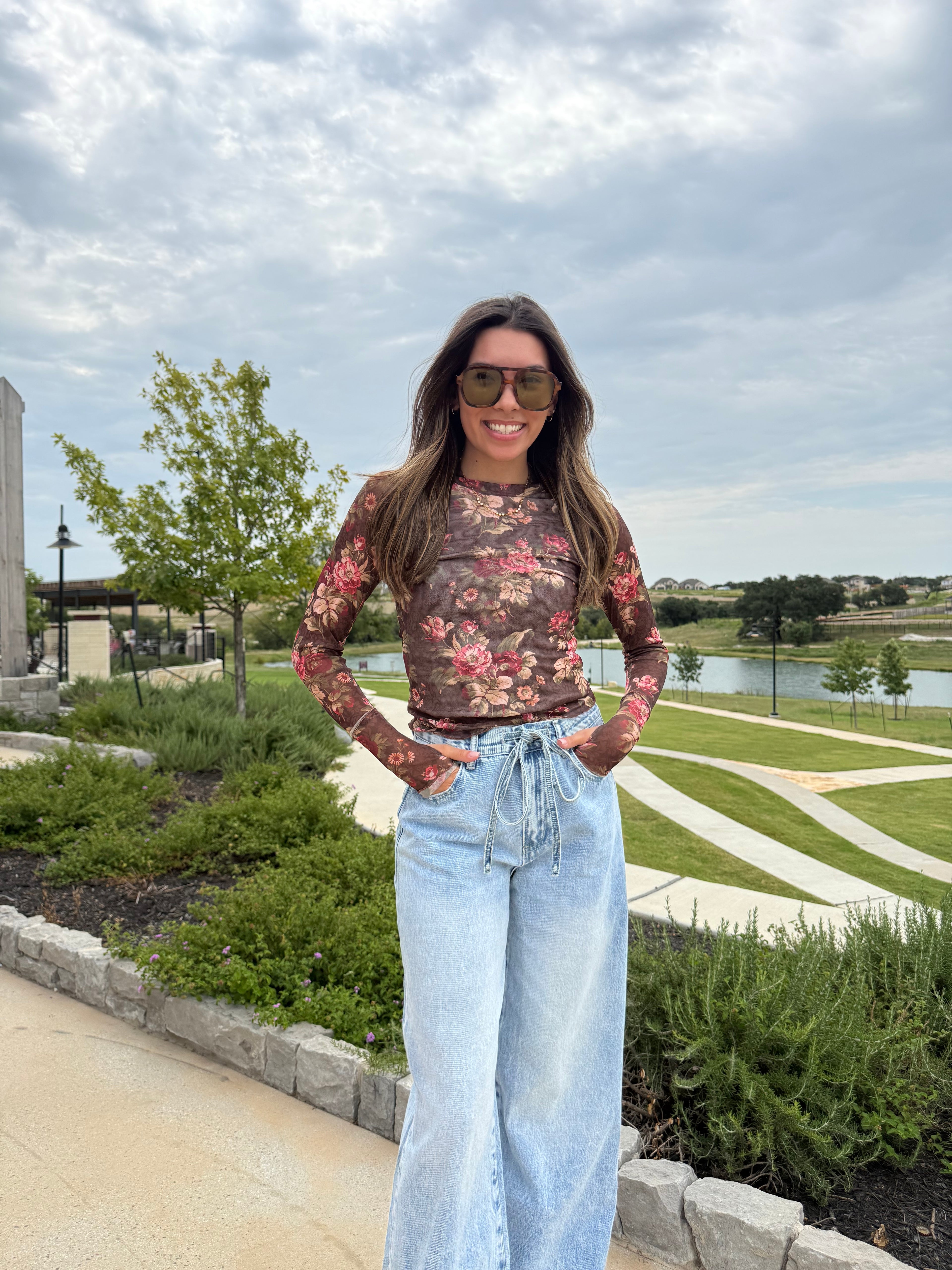 Kaitlyn Floral Mesh Top