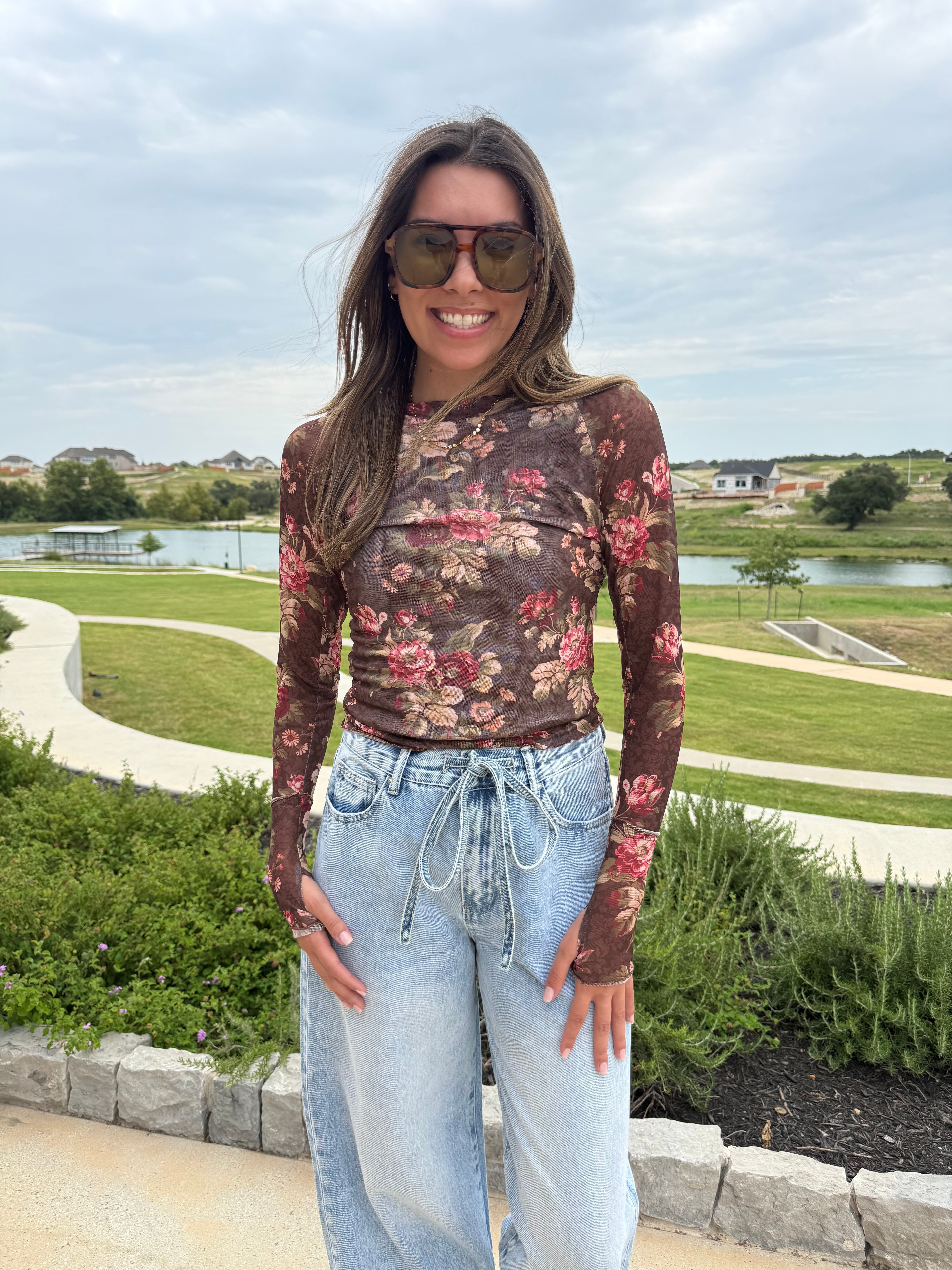 Kaitlyn Floral Mesh Top