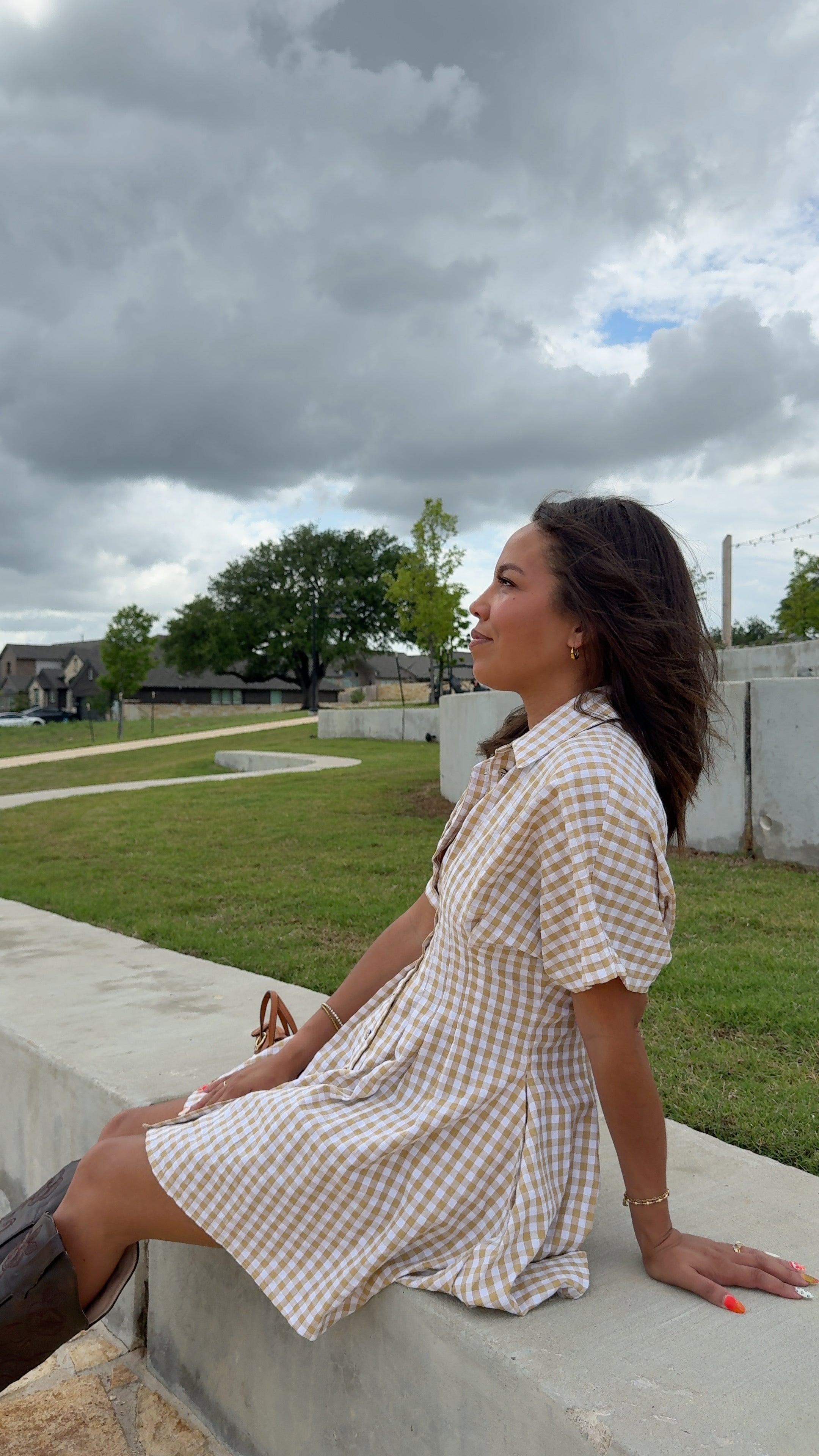 Golden Hour Gingham Dress
