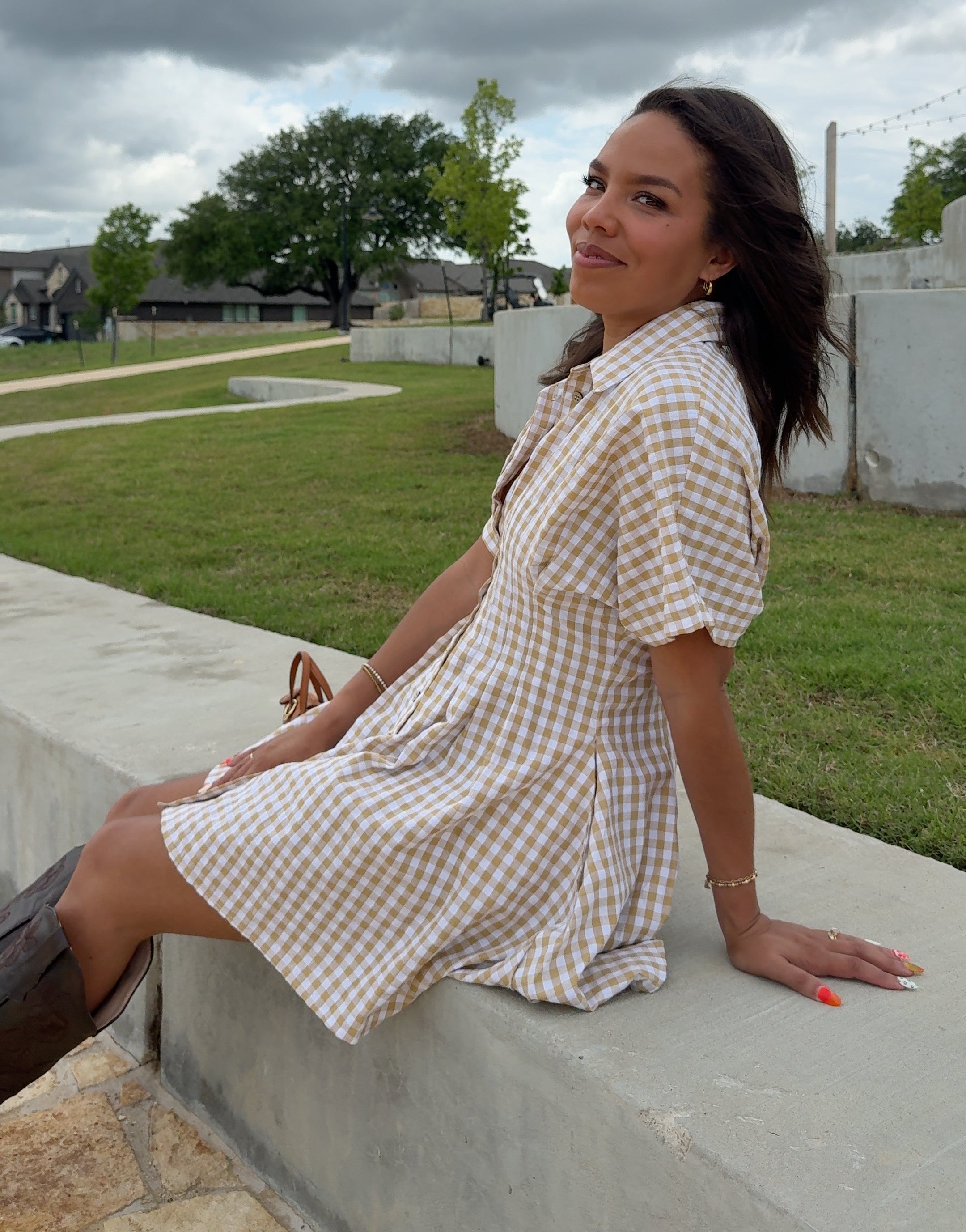Golden Hour Gingham Dress