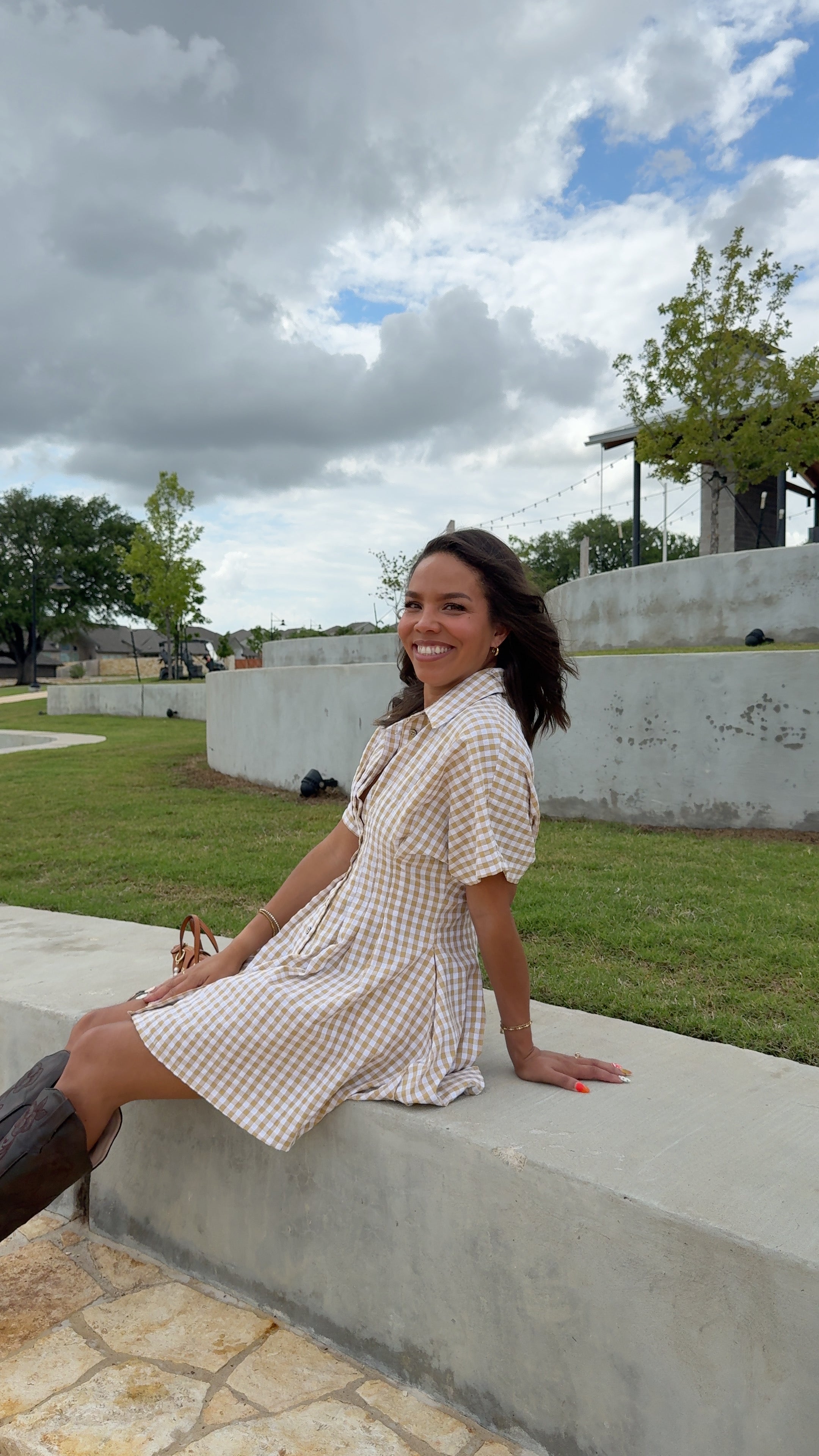 Golden Hour Gingham Dress