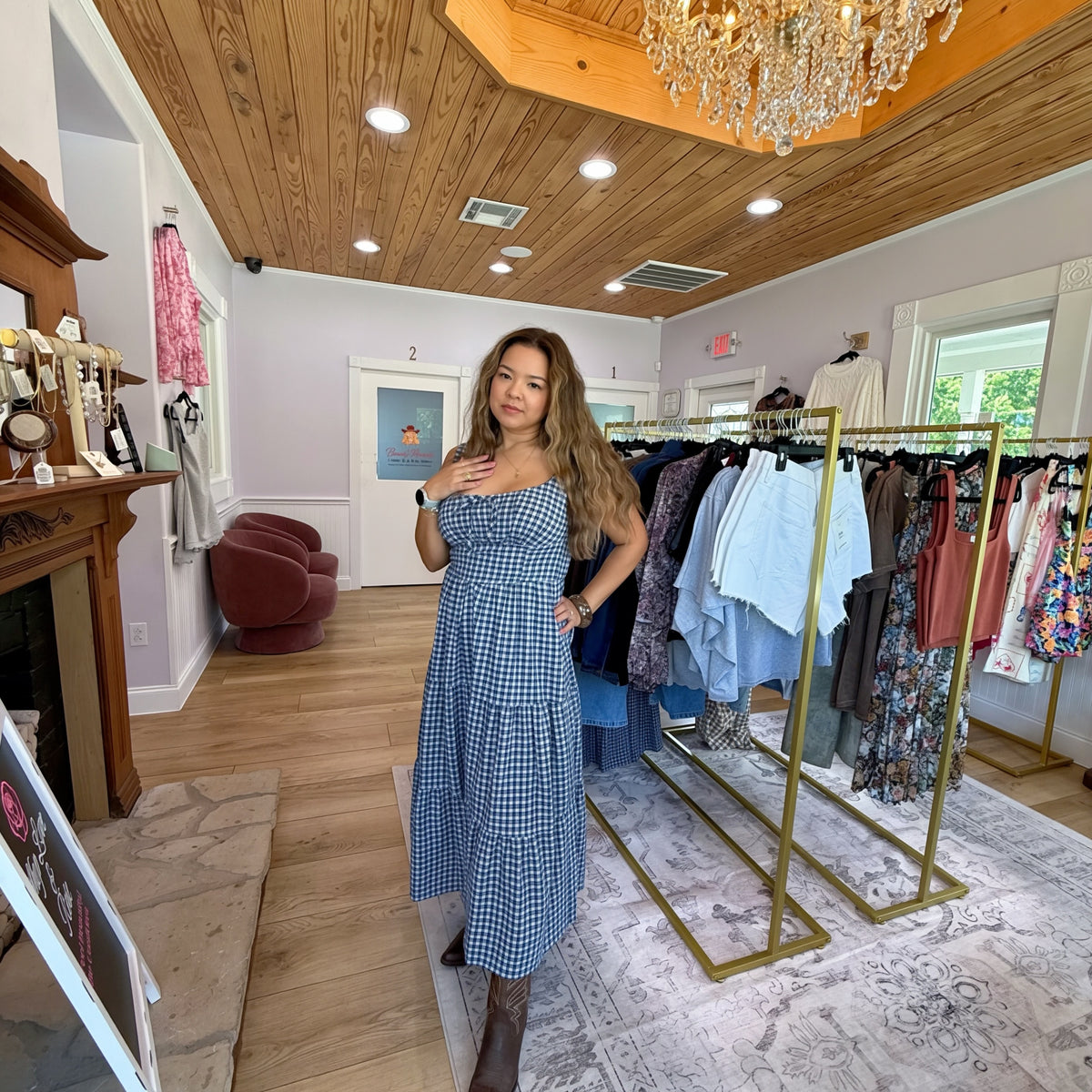 Mirabelle Plaid Corset Midi Dress