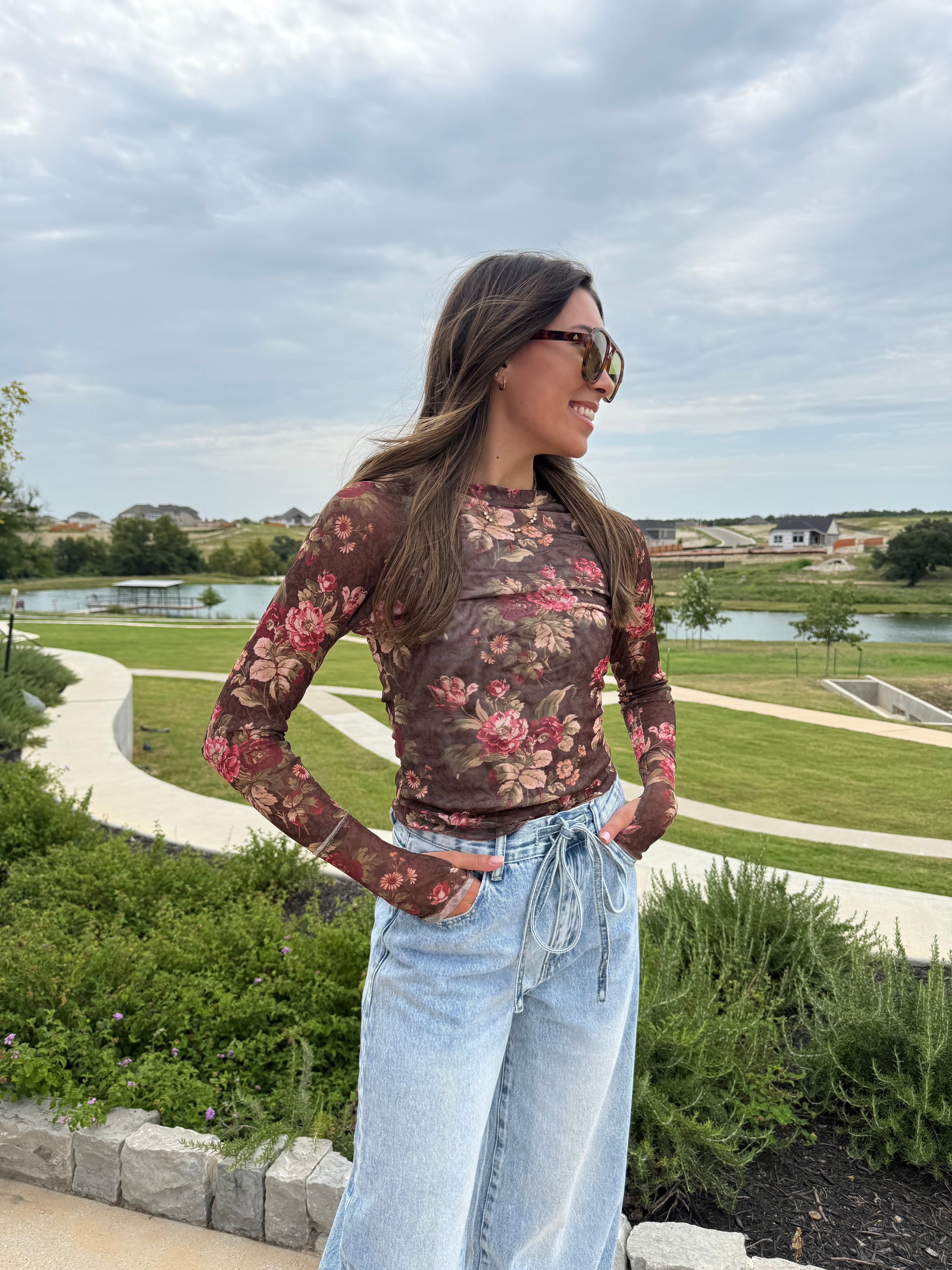Kaitlyn Floral Mesh Top