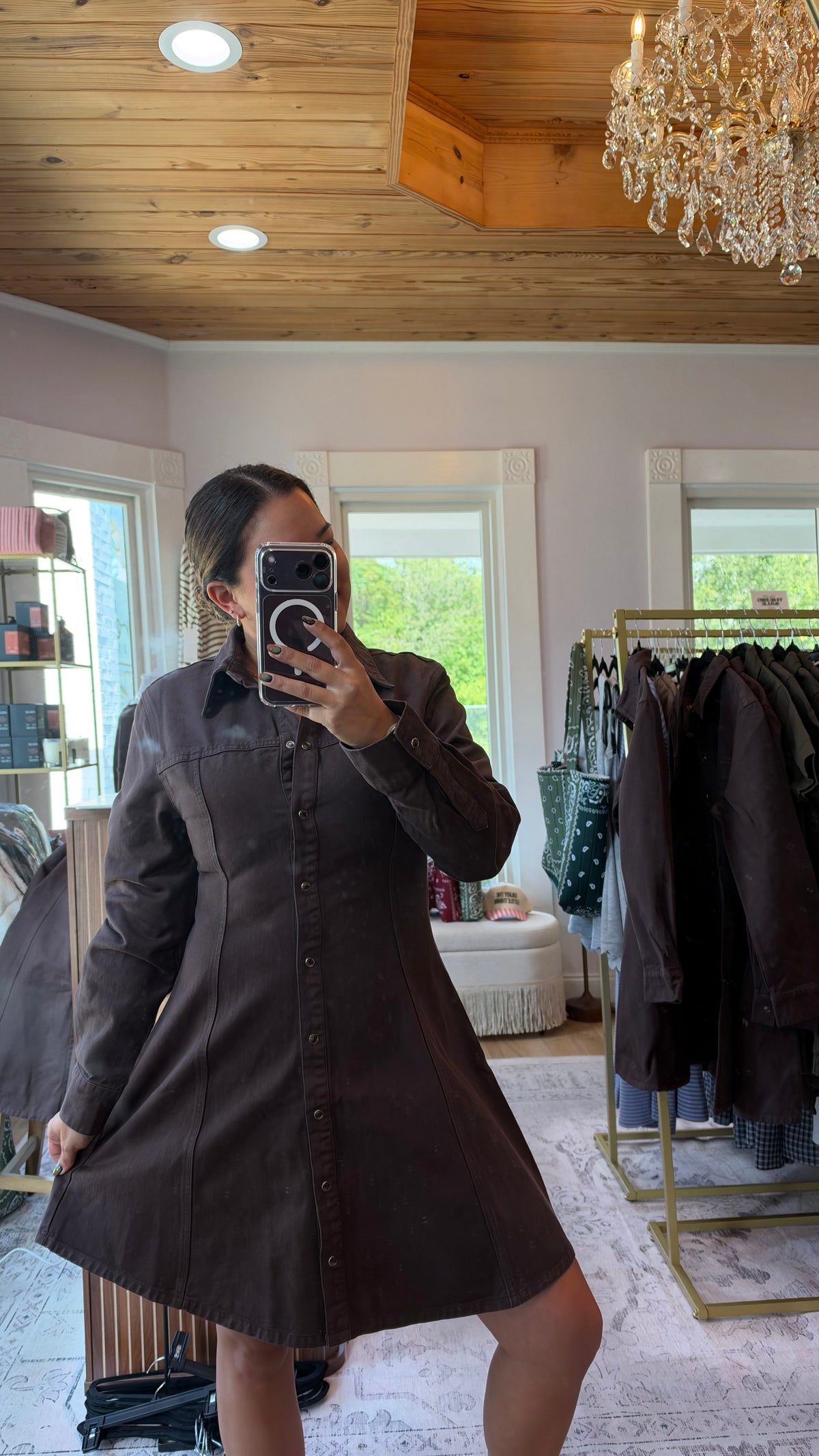 Zara Chocolate Brown Snap Button Dress