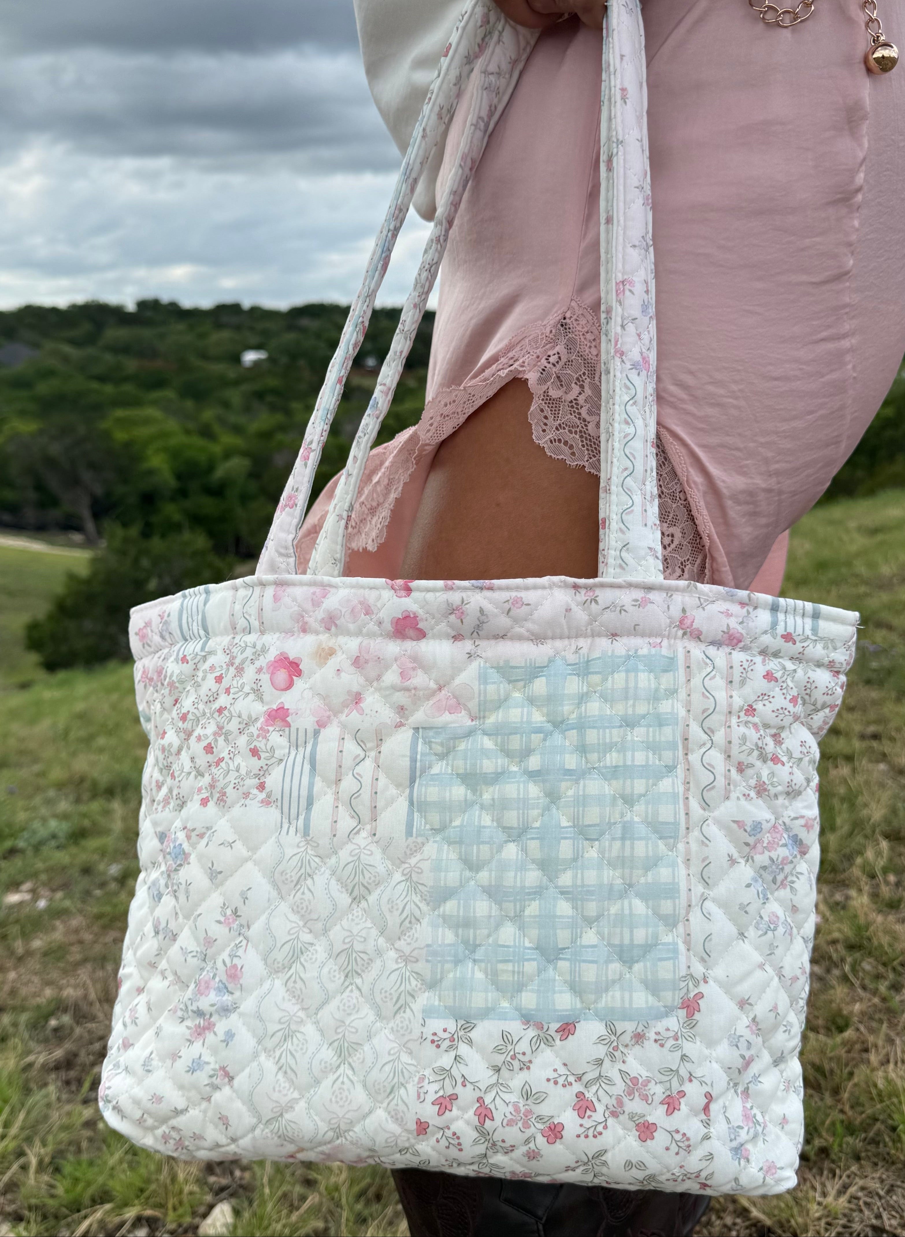 Cottage Rose Quilted Tote
