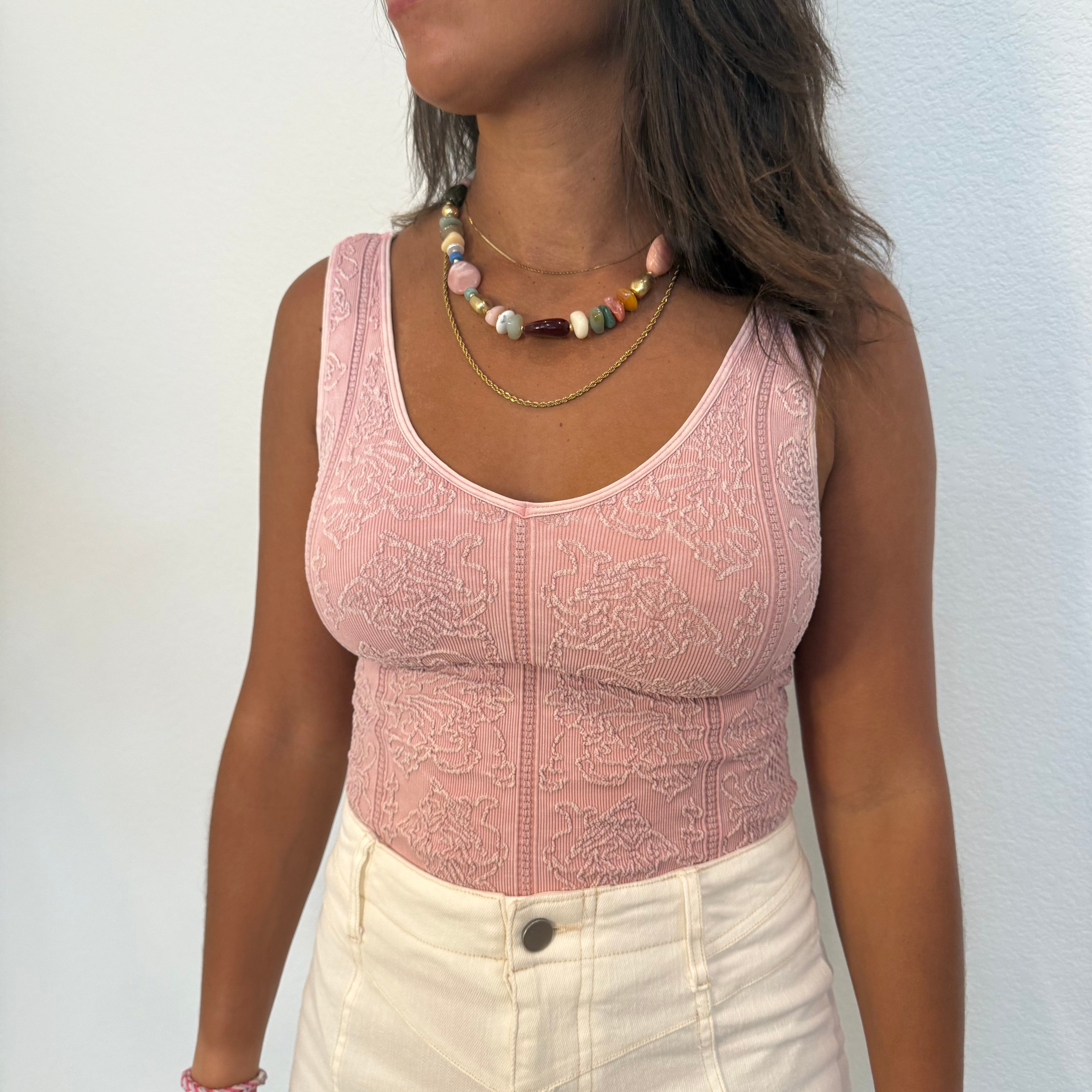 Angie Beaded Necklace- Blush