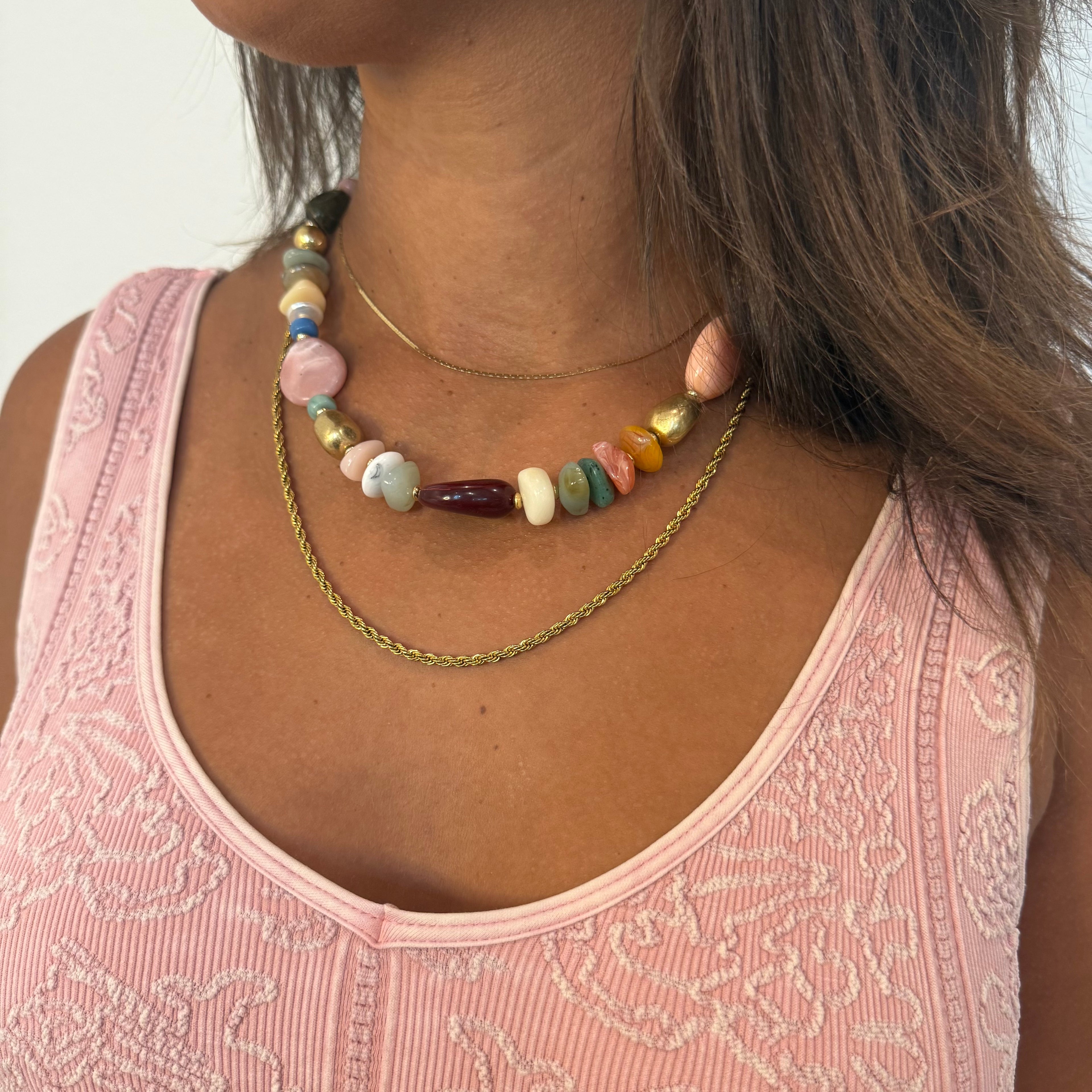 Angie Beaded Necklace- Blush