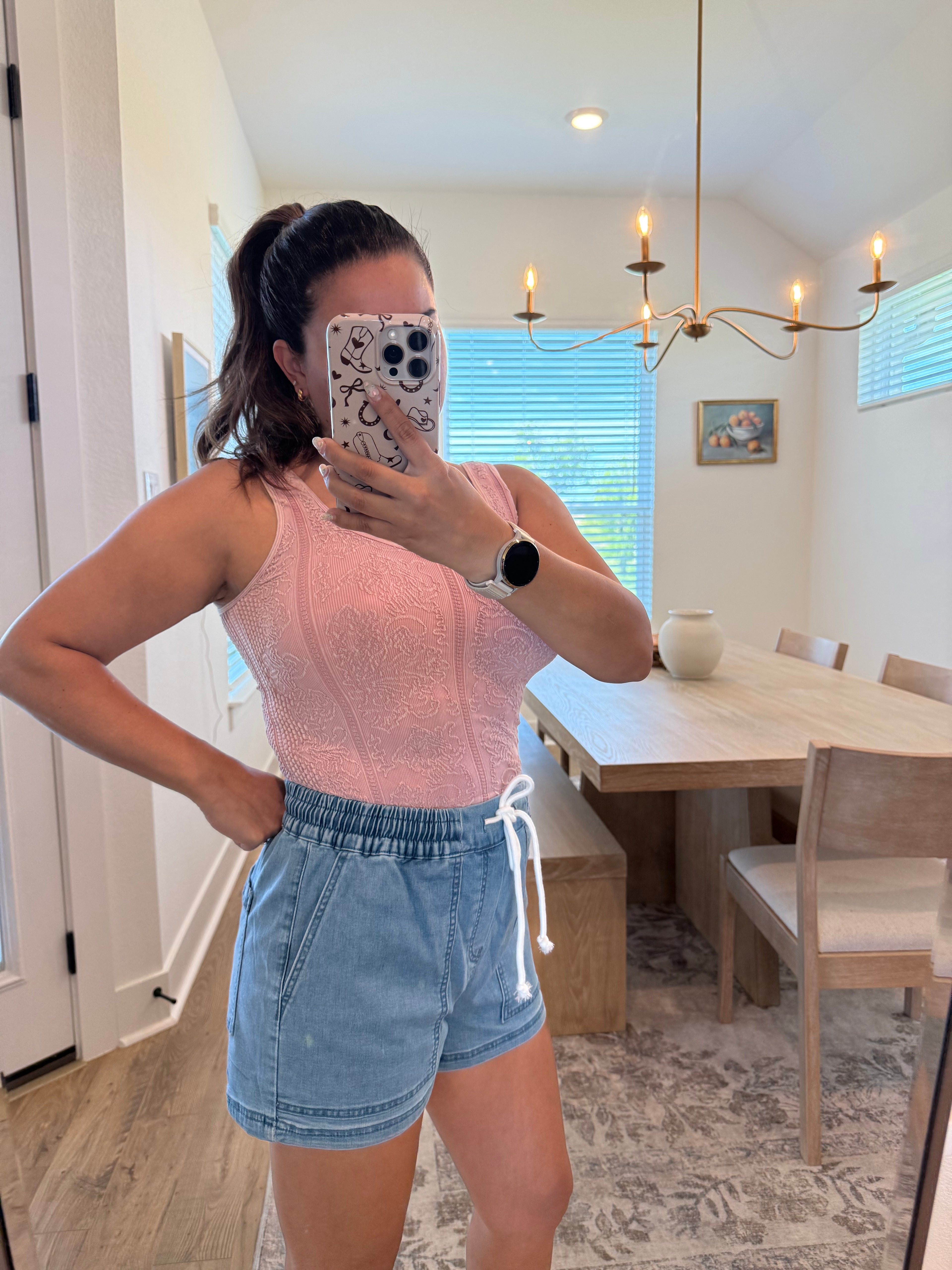 Blue Skies Drawstring Denim Shorts