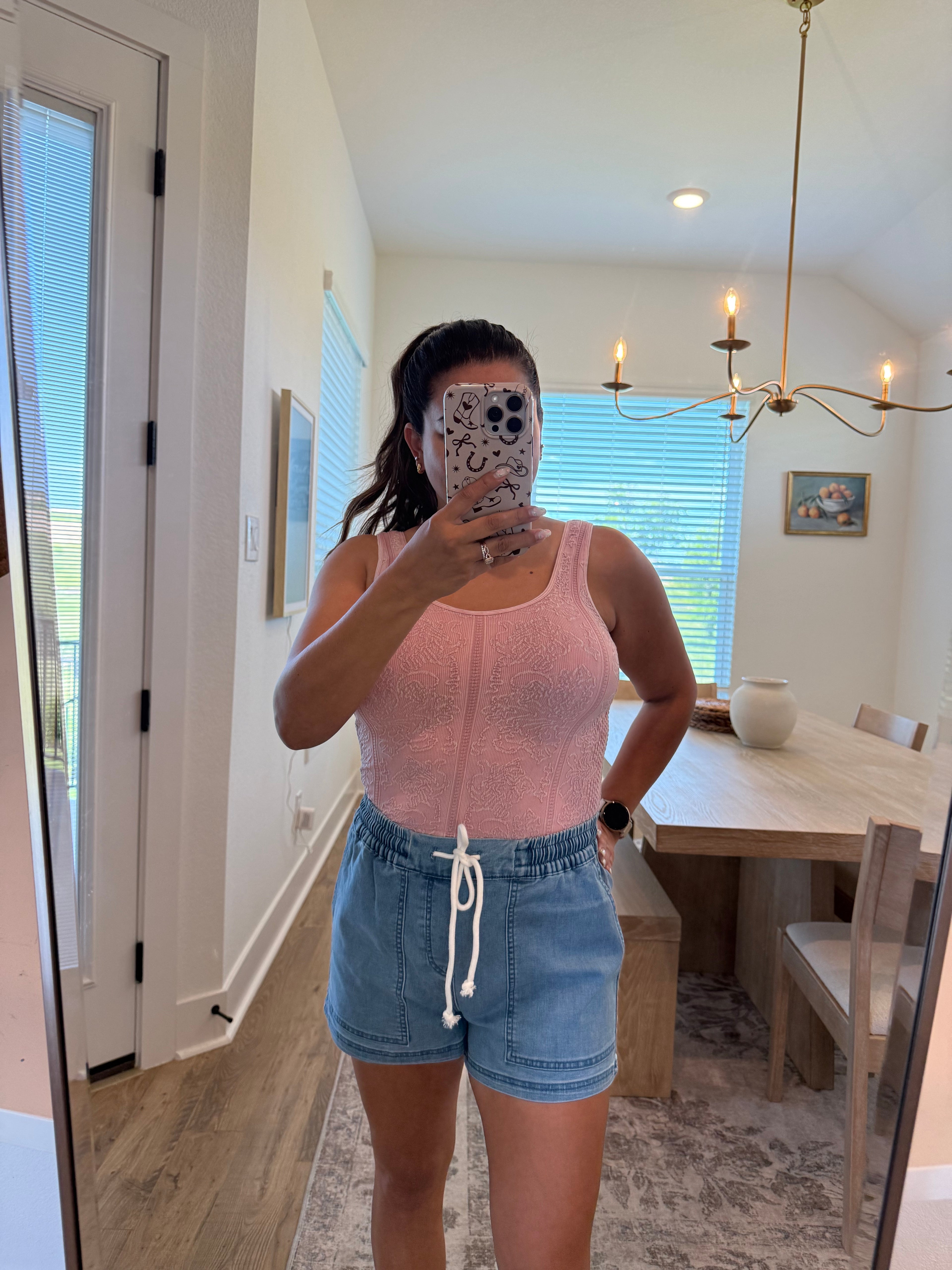 Blue Skies Drawstring Denim Shorts