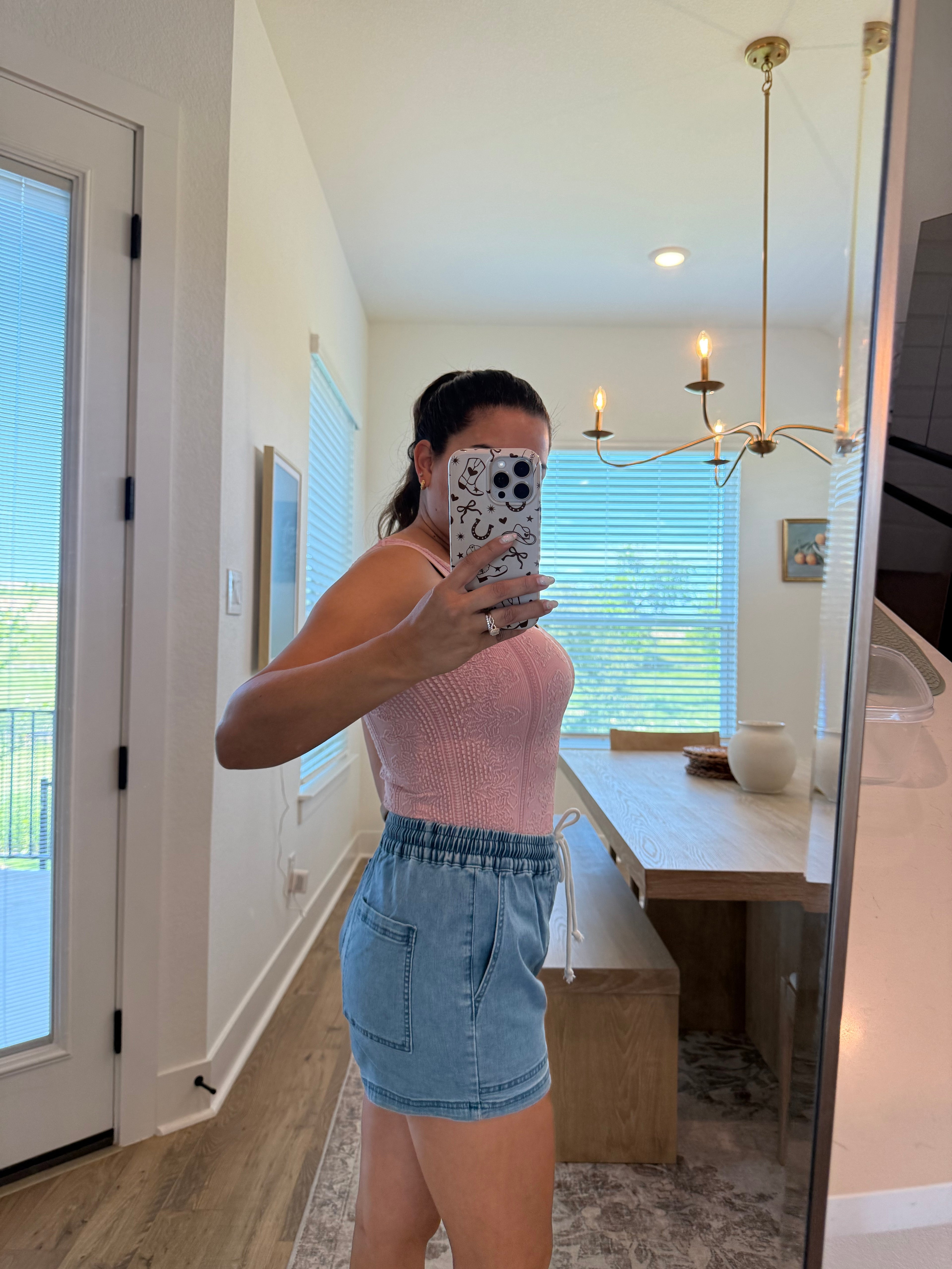 Blue Skies Drawstring Denim Shorts