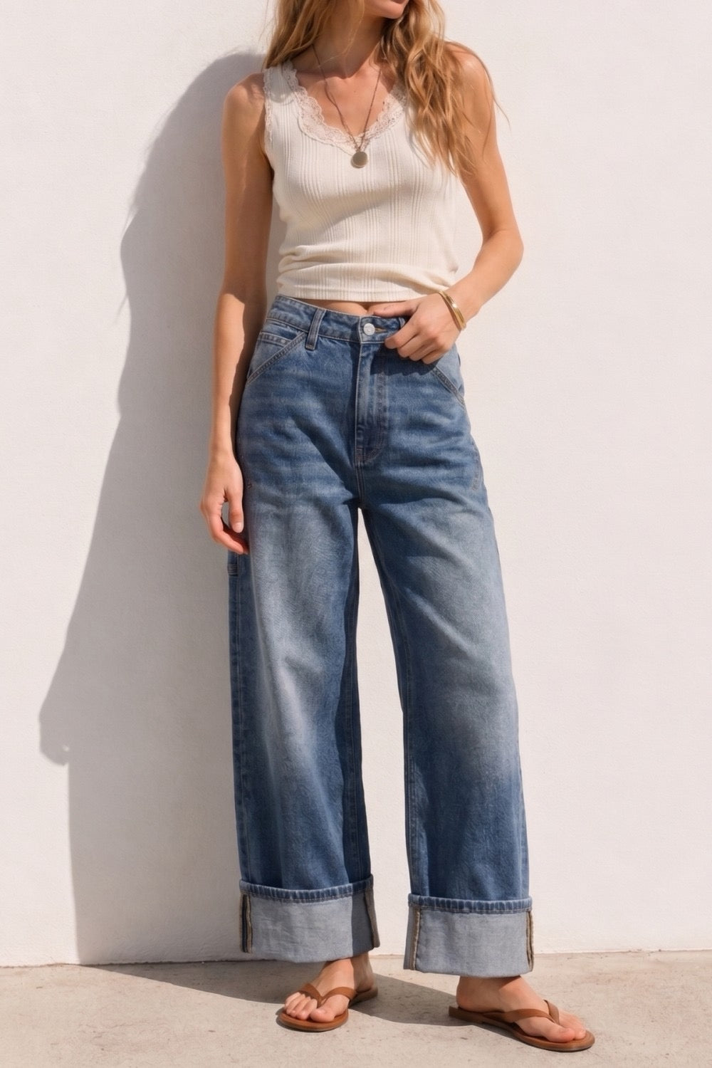 Monique Stretch Wide Leg Carpenter Jeans
