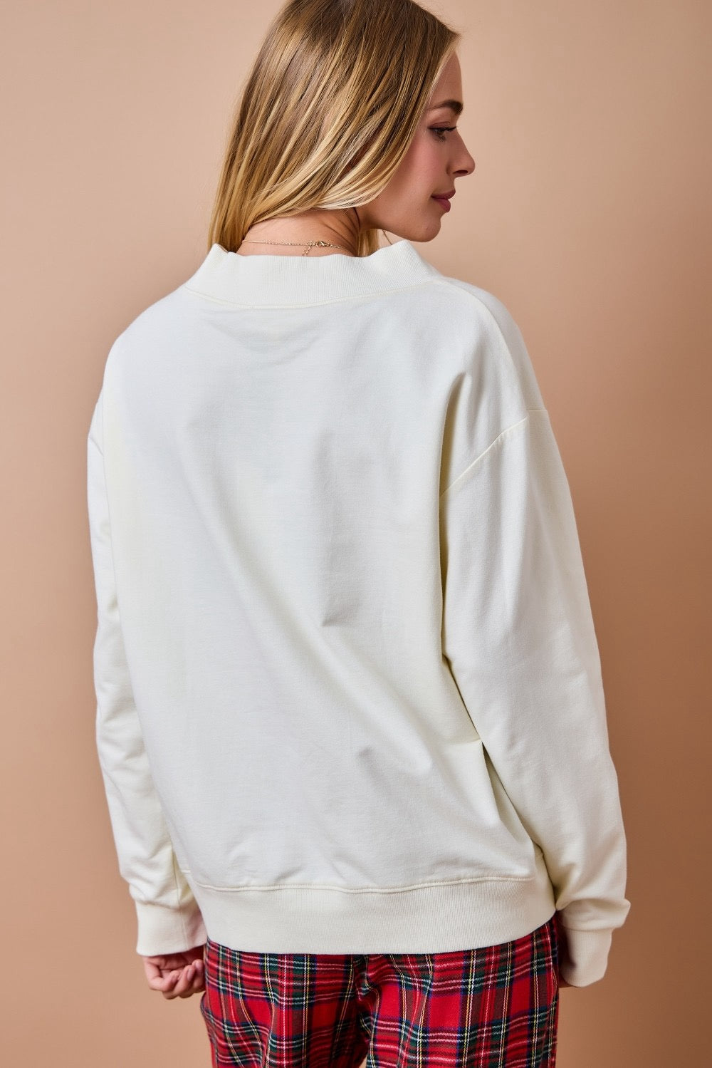 Merry Plaid Holiday Mock Neck