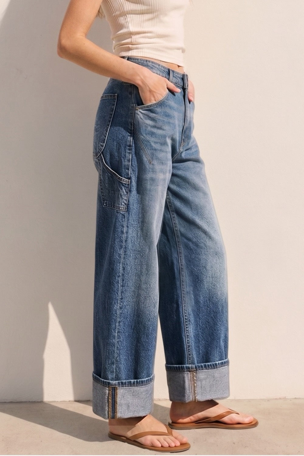 Monique Stretch Wide Leg Carpenter Jeans