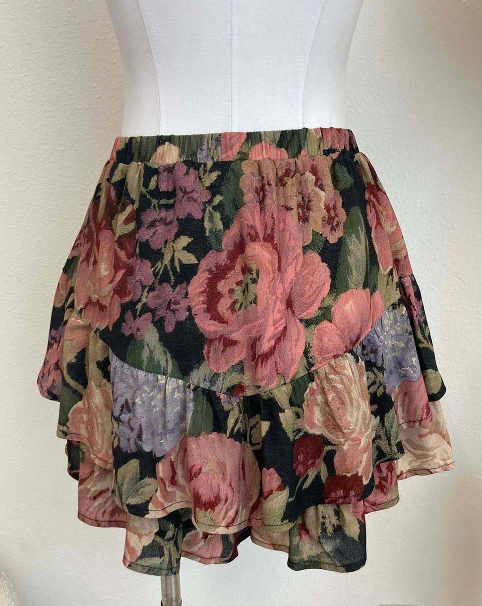 Gracie Floral Tiered Ruffle Skort