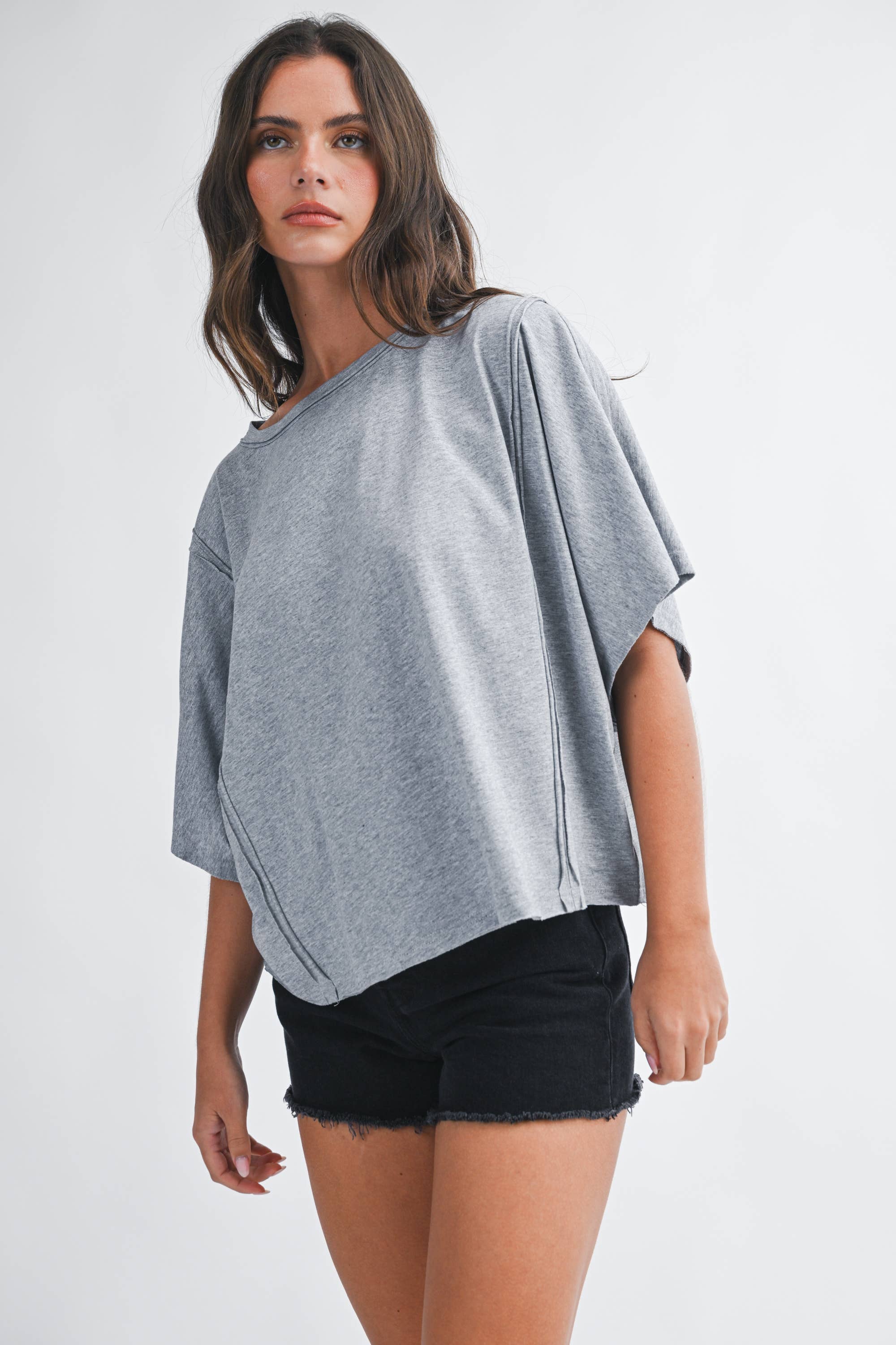 Bella Oversized Grey Top