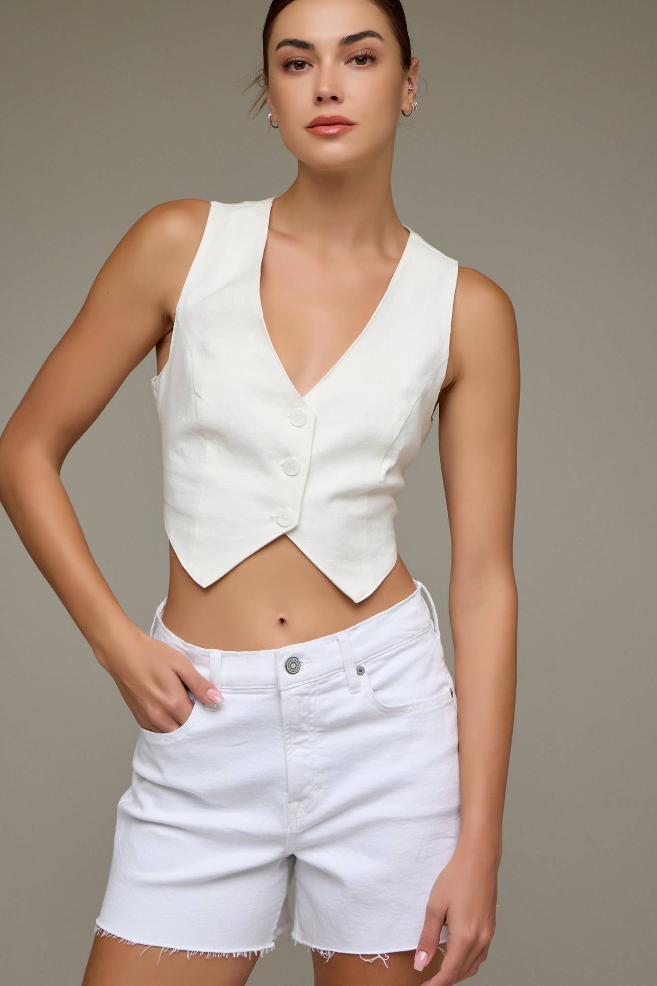 Beach Club White Denim Shorts