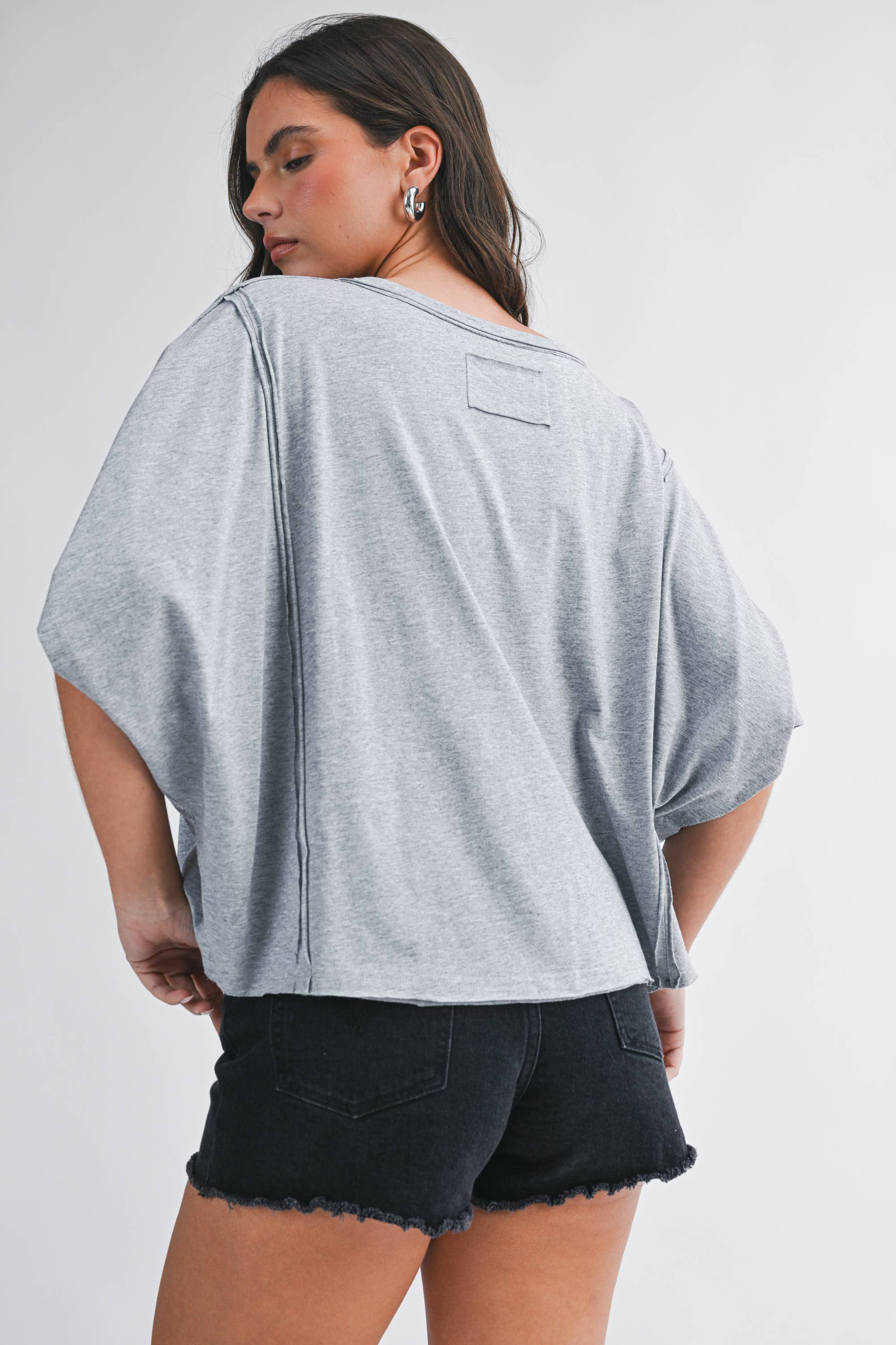Bella Oversized Grey Top